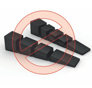 Cunha plástica, com símbolo negativo, para demonstrar que não é necessário na instalação do guarda corpo Vitrum.